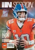 2025 Topps Signature Class In Session Orange Refractor card of Bo Nix, numbered to 50 and styled like a magazine cover celebrating the Broncos quarterback.