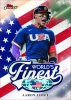 Discover the Aaron Judge Topps Finest World's Finest insert card featuring Team USA artwork, premium chromium design, and one of baseball's biggest stars.