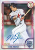 2026 Topps Tribute Topps 75 Anniversary Pink Autograph Parallel of Mike Trout featuring a hard-signed autograph, commemorative Topps 75 logo, and limited serial numbering.