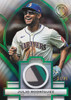 2026 Topps Tribute Green Relic Parallel of Julio Rodríguez featuring a game-used memorabilia swatch, premium Tribute design, and limited serial numbering for Seattle Mariners collectors.