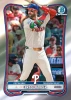 2026 Bowman Chrome Bryce Harper Philadelphia Phillies card featuring Harper at bat in his Phillies uniform.