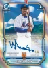 2026 Bowman Chrome Wandy Asigen New York Mets 1st Bowman autograph card numbered 1/5 featuring a colorful Dominican Republic design.