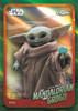 2026 Topps Chrome Star Wars Grogu Green Refractor card numbered to 99, featuring Grogu from The Mandalorian holding a blue treat.