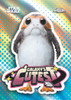 2026 Topps Chrome Star Wars Galaxy’s Cutest insert card featuring a Porg with a colorful Chrome background and playful retro-inspired design.