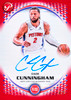 2025/26 Topps Pristine Basketball Cade Cunningham Pristine Red autograph card featuring the Detroit Pistons star with a certified signature, numbered to 5.