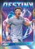 2026 Topps Chrome Tennis Destiny insert featuring Ben Shelton celebrating on court with a vibrant blue, purple and neon Chrome design.