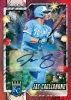 2026 Topps Holiday Baseball rookie autograph card featuring Jac Caglianone of the Kansas City Royals with Christmas-themed decorations.