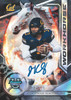 2026 Bowman U Best Football Jaron-Keawe Sagapolutele Workhorse autograph card featuring the California quarterback with a horse, flames, and mechanical gears.