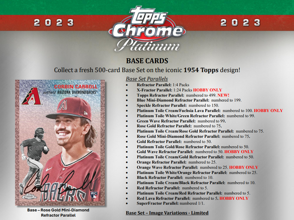 2024 Topps Chrome Platinum Anniversary Hobby Box - Checklist - Corbin Carroll Autograph