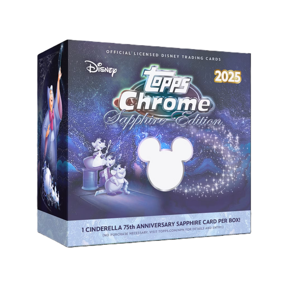 Topps Chrome Disney Sapphire 2025, Disney Sapphire trading cards, 2025 Topps Disney box, Topps Chrome Sapphire Disney Edition, Disney autograph cards 2025, Mickey Mouse Topps card, Moana trading card, Cinderella 75th anniversary card, Topps Sapphire Chrome set, Disney collectible cards 2025 Topps Chrome Disney Sapphire 2025, Disney Sapphire trading cards, 2025 Topps Disney box, Topps Chrome Sapphire Disney Edition, Disney autograph cards 2025, Mickey Mouse Topps card, Moana trading card, Cinderella 75th anniversary card, Topps Sapphire Chrome set, Disney collectible cards 2025