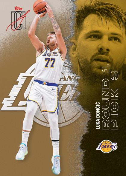 2025/26 Topps Signature Class Basketball Luka Dončić base card featuring Lakers uniform and bronze parallel styling