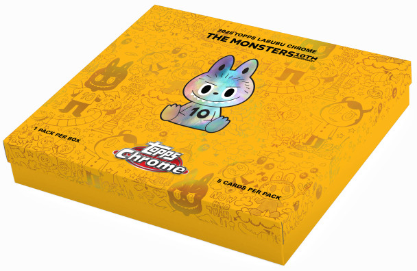 2025 Topps Chrome Labubu 10th Anniversary Hobby Box featuring Kasing Lung’s Labubu artwork, premium Chrome packaging, and anniversary branding
