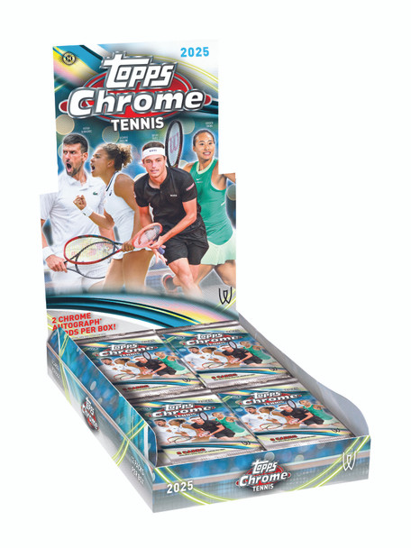 2025 Topps Chrome Tennis Hobby Box featuring premium chrome cards, tennis stars, and autograph chase