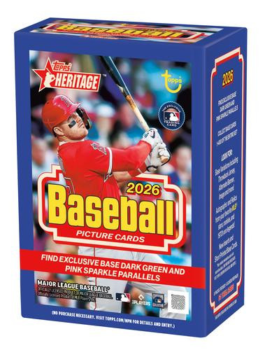 2026 Topps Heritage Baseball Value Box (Blaster) featuring vintage-inspired MLB card design and exclusive retail parallels.