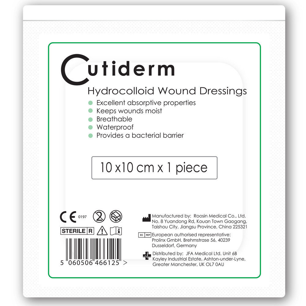 Cutiderm Sterile Hydrocolloid Adhesive Wound Dressing 10cm x 10cm