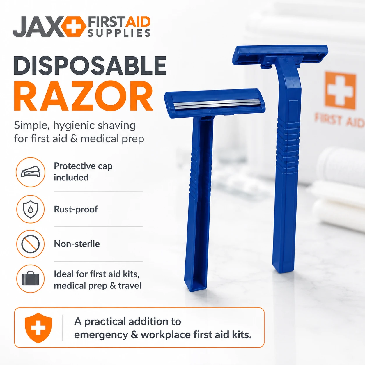 Disposable Razor - Single Use, Protective Cap