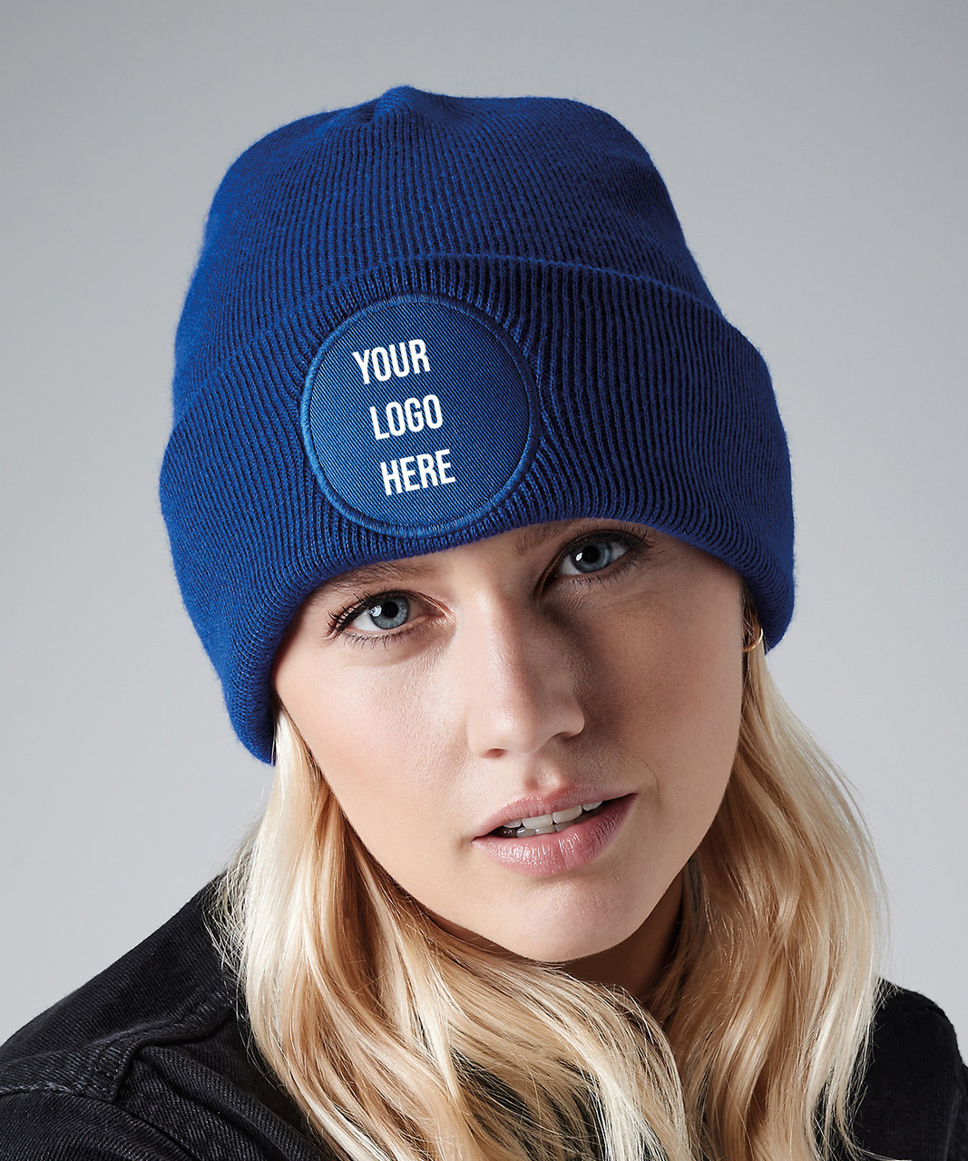 Egyptian Blue Beanie with Yellow Woven Logo main image 1