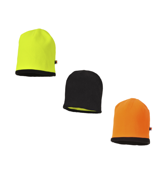 Reversible Hi-Vis Beanie Hat Yellow/Black or Orange/Black - Main Image