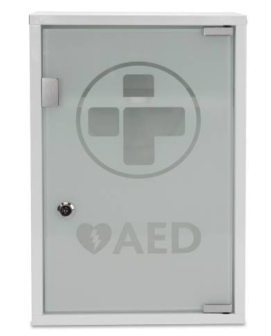 NLShan Wall Mounted AED Defibrillator Cabinet Metal Steel Plate Storage Cabinet With Snap Lock Fit All Brands Of Aed 14 2 X 7 9 X 15 8 Inch