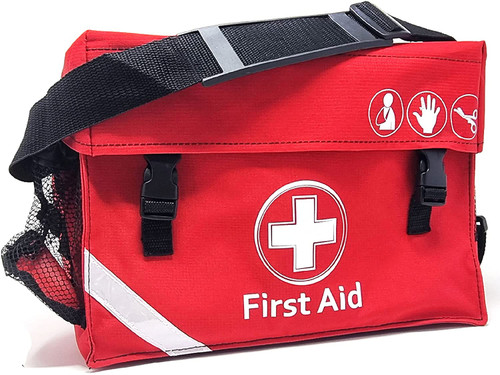 Red First Aid Bag with Shoulder Strap - Empty