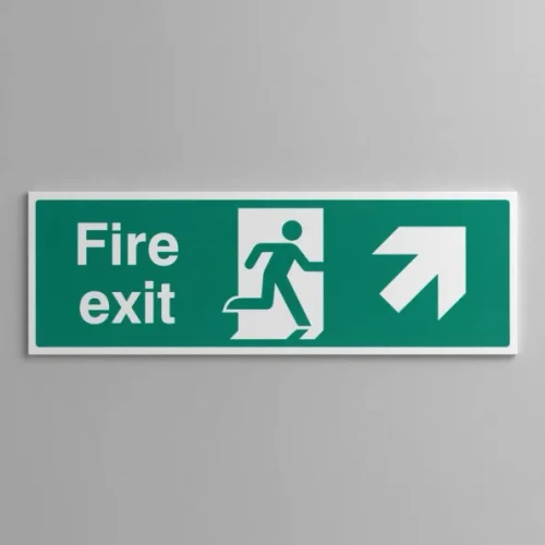 Fire Exit Up and Right Sign 300mm x 100mm