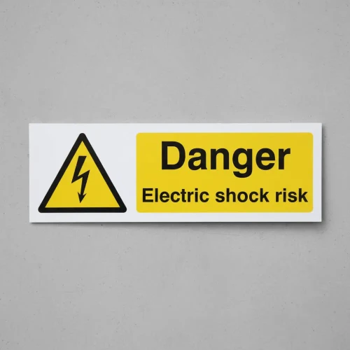 Danger - Electric Shock Risk Sign 300mm x 100mm
