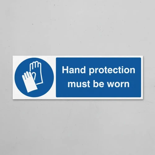 Hand Protection Must be Worn Sign 300mm x 100mm