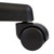 A close-up of one of the five wheels on the ergonomic stool, highlighting the smooth-rolling design for ease of movement across various surfaces.