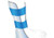 The Prometheus Omni-Splint being applied to a leg to stabilize fractures or sprains. The flexible blue and white bands mold securely to the shape of the leg for effective immobilization.