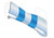 The Prometheus Omni-Splint being applied to an arm with a clear design to stabilize fractures or sprains. The blue and white bands are designed to mold comfortably around the injured area.