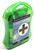 Mini first aid kit in green carrying case, essential for home and travel. Contains bandages, plasters, and other first aid supplies for emergencies.