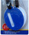 Close-up of blue and white luggage tag set with concealed address compartment, durable tag and strap, securely packaged. Perfect for secure and discreet luggage identification during travel.