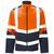 Hi-Vis 2-Tone Softshell Jacket - Front View (Orange) – A close-up of the front of the orange version of the high-visibility softshell jacket with reflective strips across the chest, designed for visibility and safety in various working environments.