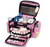 The pink emergency medical bag is seen again, but this time, it is packed with medical supplies and fully closed, ready for transport. The bag’s structure remains the same with reflective stripes.