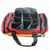 An opened up red Elite Bags Emergency Basic Life Support Backpack with reflective stripes, designed for easy carrying and quick access to emergency medical supplies. The large bag is perfect for first responders or for use in large-scale emergencies.
