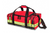 A red Elite Bags Emergency Basic Life Support Backpack with reflective stripes, designed for easy carrying and quick access to emergency medical supplies. The large bag is perfect for first responders or for use in large-scale emergencies.

