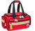 A red Elite Extremes Evo Trauma Bag designed for Basic Life Support (BLS), featuring multiple compartments and reflective strips for visibility. The bag is compact and well-organized, perfect for emergency responders.