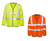 A set of Hi-Vis long-sleeved Velcro vests in yellow and orange, each featuring reflective stripes across the chest and arms for improved visibility. These vests are designed for safety in low-light conditions and are ideal for outdoor or high-risk work environments.