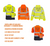 A promotional image showing the Hi-Vis long-sleeved Velcro vests in yellow and orange, with reflective stripes and Velcro fastenings. The vests are available for custom printing, with space for logos or text. The image highlights benefits like unlimited artwork revisions and fast delivery.