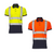 Image of two Hi-Vis 2-Tone Polo Shirts, one in yellow and one in orange, featuring reflective strips for enhanced visibility and safety.