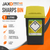 1-litre sharps bin with a grey base and yellow lid, featuring a clear biohazard symbol and warning label for safe disposal of medical sharps. Designed for use in healthcare and clinical settings to ensure safe waste management.
