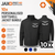 This image showcases a bundle of 10 personalised softshell jackets available in black, blue, and grey colours. The front and back views of the jacket feature a customisable logo area. The price of £234.99, including VAT, is prominently displayed, along with high ratings from Google and Trustpilot. The design emphasises both the quality and the customisable aspect of the product, making it ideal for businesses looking for branded outerwear.