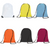 6 drawstring tote backpack bags in a variety of colour options with durable straps, suitable for gym, school, or promotional use.