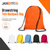 6 drawstring tote backpack bags in a variety of colour options with durable straps, suitable for gym, school, or promotional use.