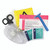 The black AED prep kit, fully packed with various items for defibrillator preparedness, including a defibrillator electrode pad, scissors, and gloves, ensuring quick access during emergencies.