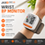 A wrist blood pressure monitor with a digital display showing blood pressure readings (120/80). The screen features a colour-coded scale for easy interpretation of results. The monitor has orange buttons for operation and a grey wrist cuff secured with a Velcro strap. The compact design is intended for home use, allowing for simple and quick blood pressure measurements.