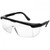 E10 safety glasses with clear lenses and black frame, designed to provide protection from debris and other hazards in industrial or outdoor environments. The glasses offer a secure fit with adjustable arms for comfort during use.