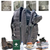 Water-resistant tactical MOLLE assault pack with multiple compartments and straps, shown alongside hiking boots, first aid kit, water bottle, books, camera, and folded clothes.