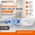Disposable paediatric bag-valve-mask (BVM) with a clear face mask, a valve for controlled ventilation, and an attached oxygen reservoir bag. The device is designed for providing emergency respiratory support to children, ideal for use in first aid and medical emergencies.