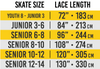 Howies White Waxed Hockey Skate Laces - Sizing Chart